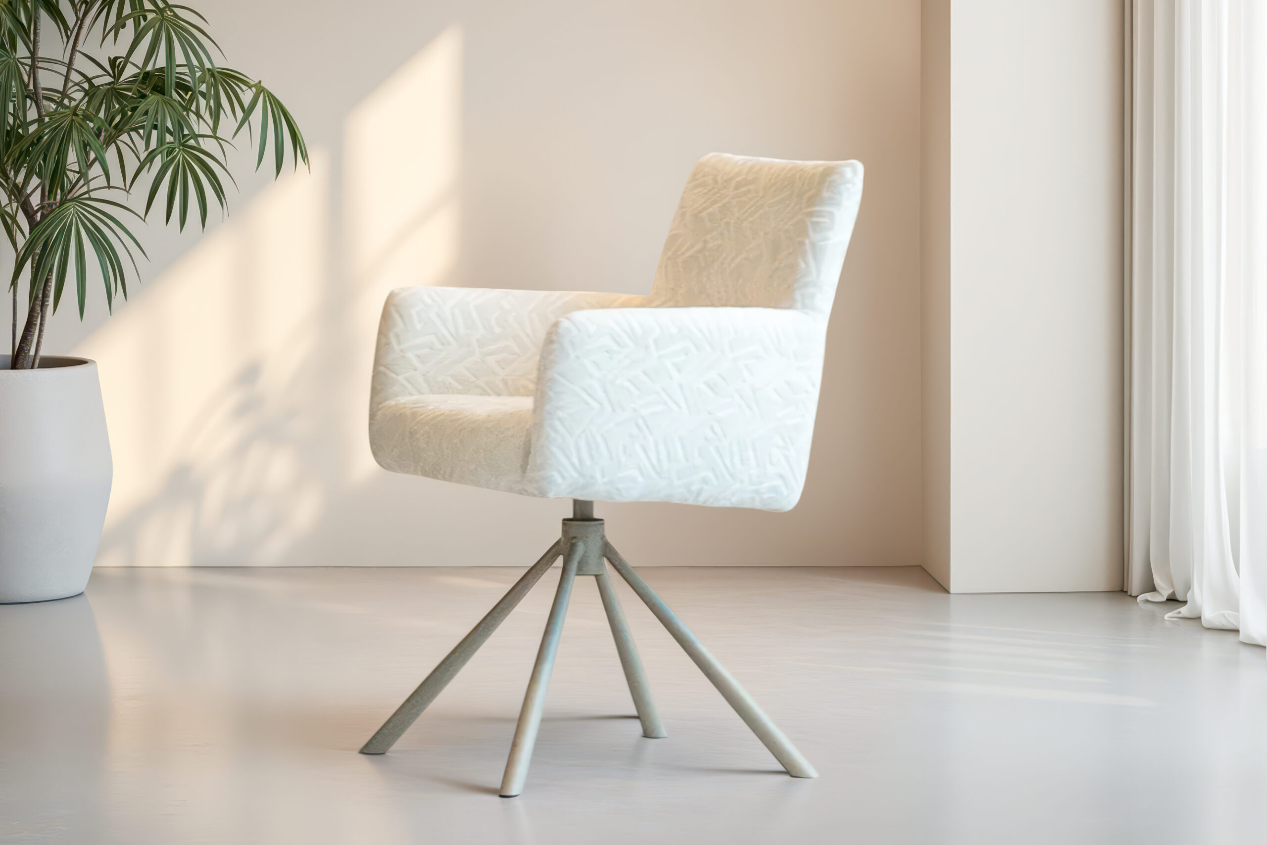 Draaibare stoel met vierpoot onderstel en elegante uitstraling