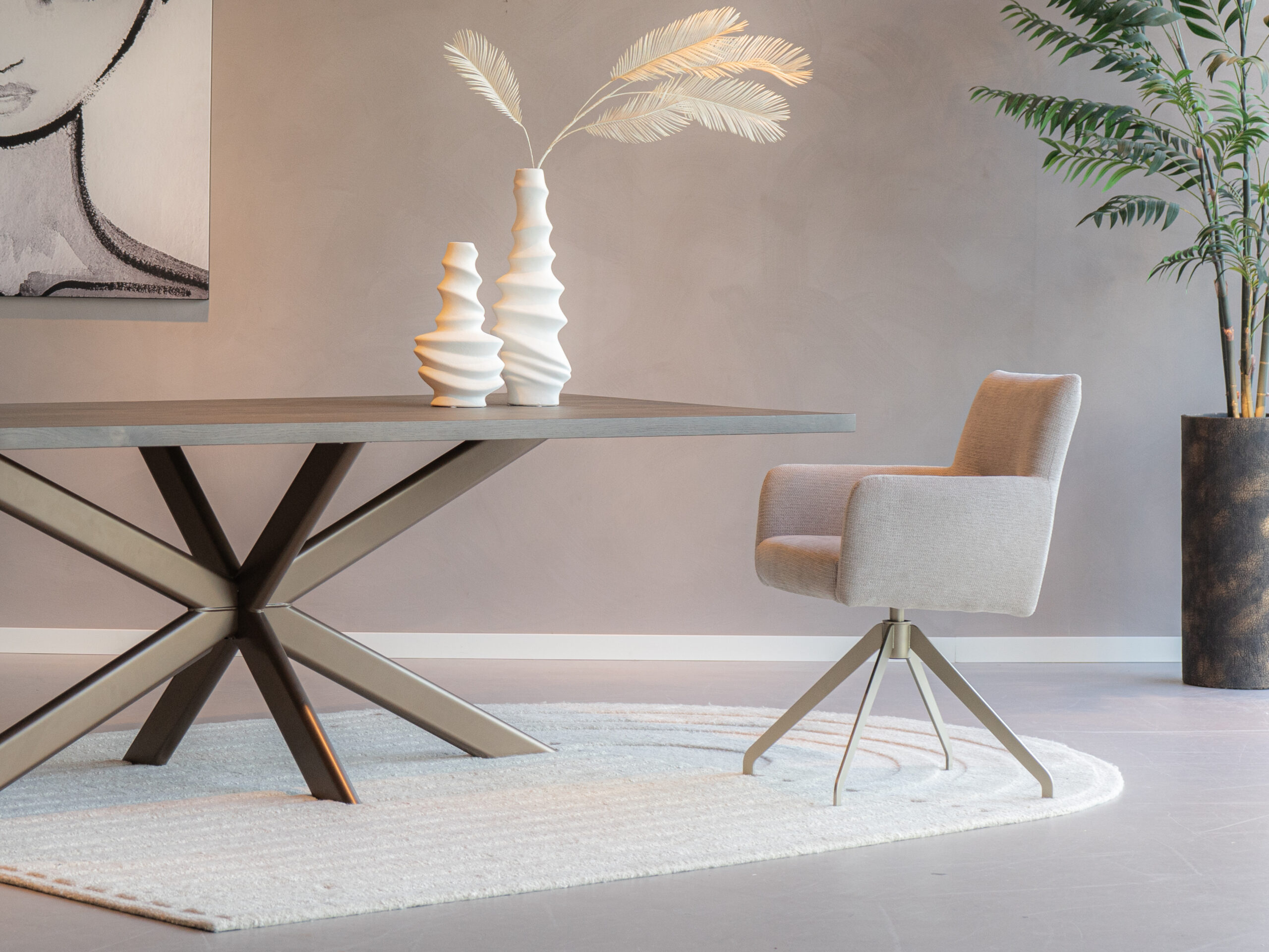 eetkamerstoel champagne spin poot