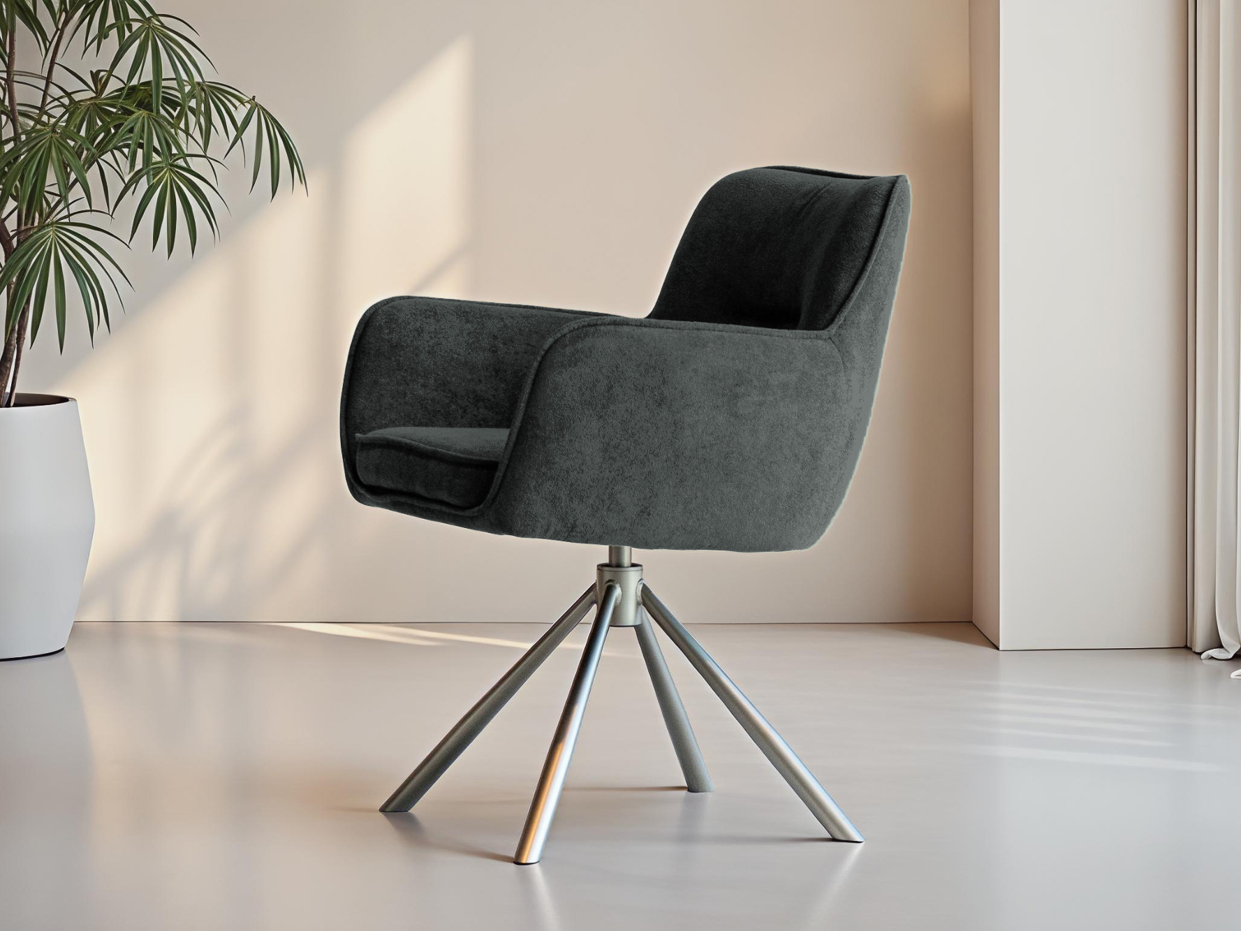 Diep grijze eetkamerstoel voor een chique toevoeging aan je tafel