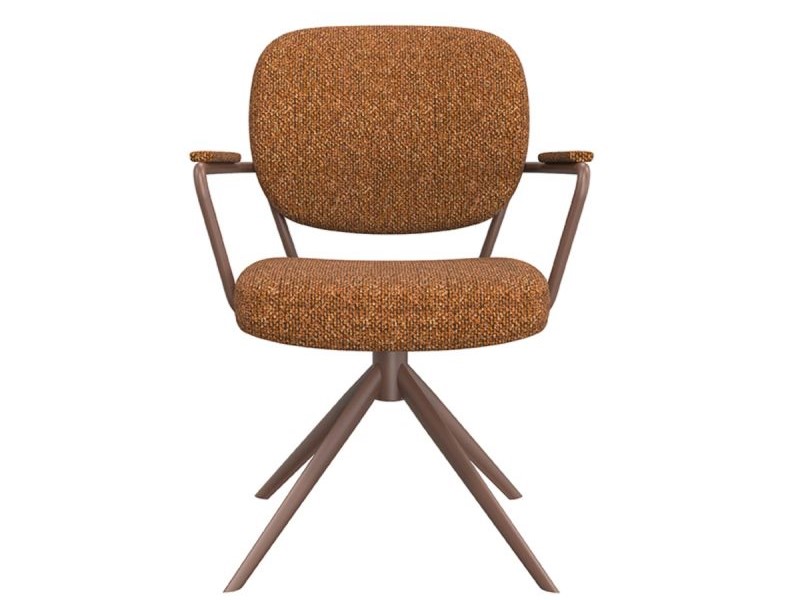 Eetkamerstoel Axton - coral - met arm - metaalkleur terra