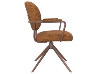 Eetkamerstoel Axton - coral - met arm - metaalkleur terra