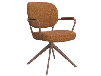 Eetkamerstoel Axton - coral - met arm - metaalkleur terra