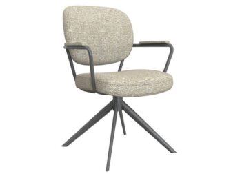 Eetkamerstoel Axton - naturel - met arm - metaalkleur zwart