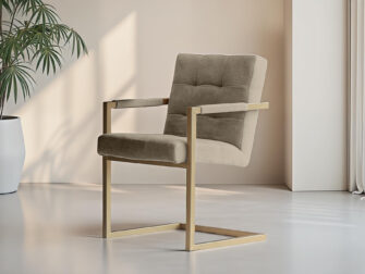 Taupe eetkamerstoel met rechte rug