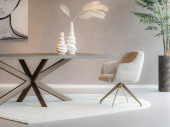 design eetkamerstoel met antiek onderstel