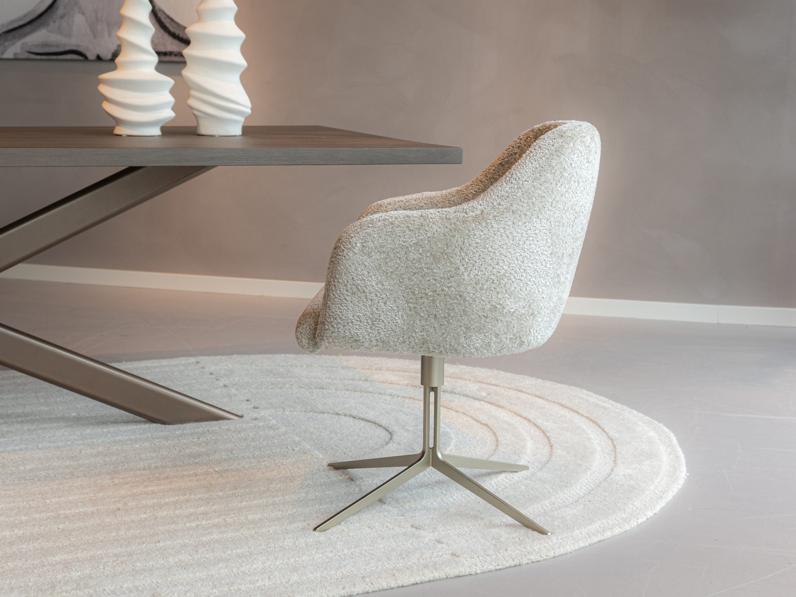 eetstoel stof champagne