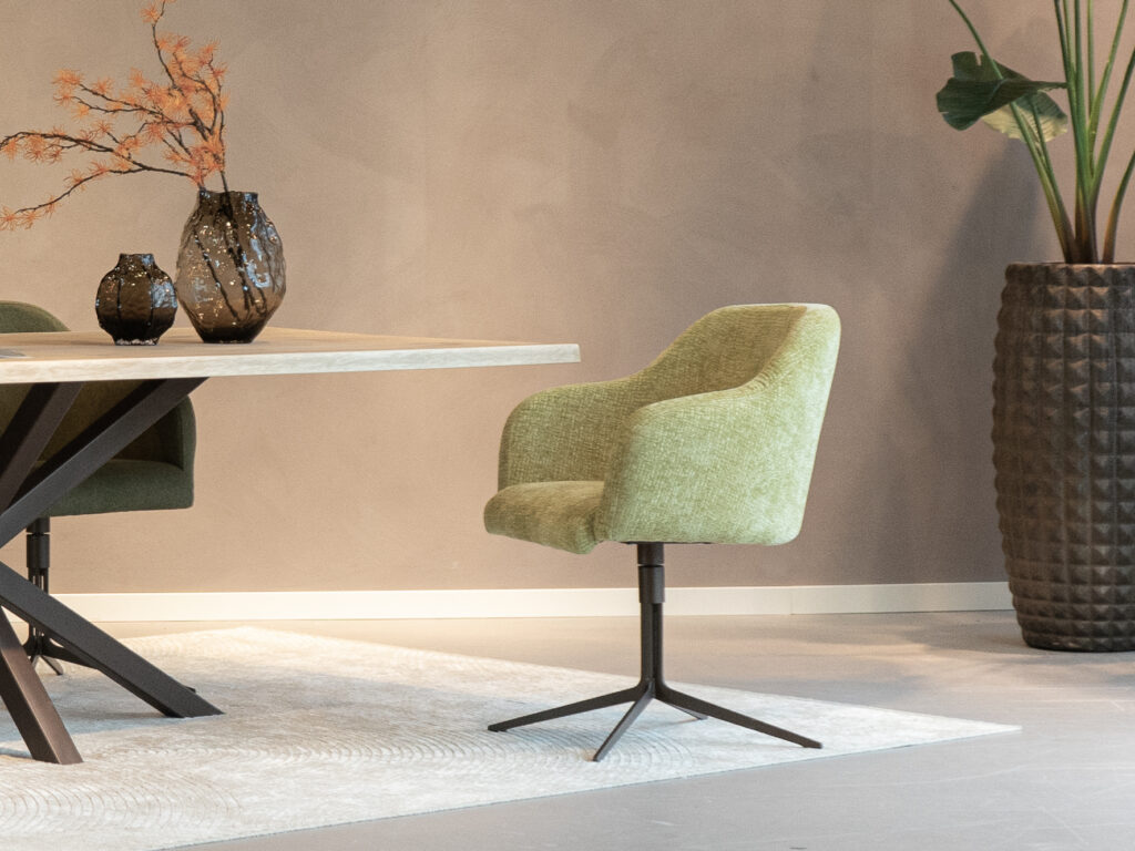 ronde kuip stoeltjes metaal kleur mocca