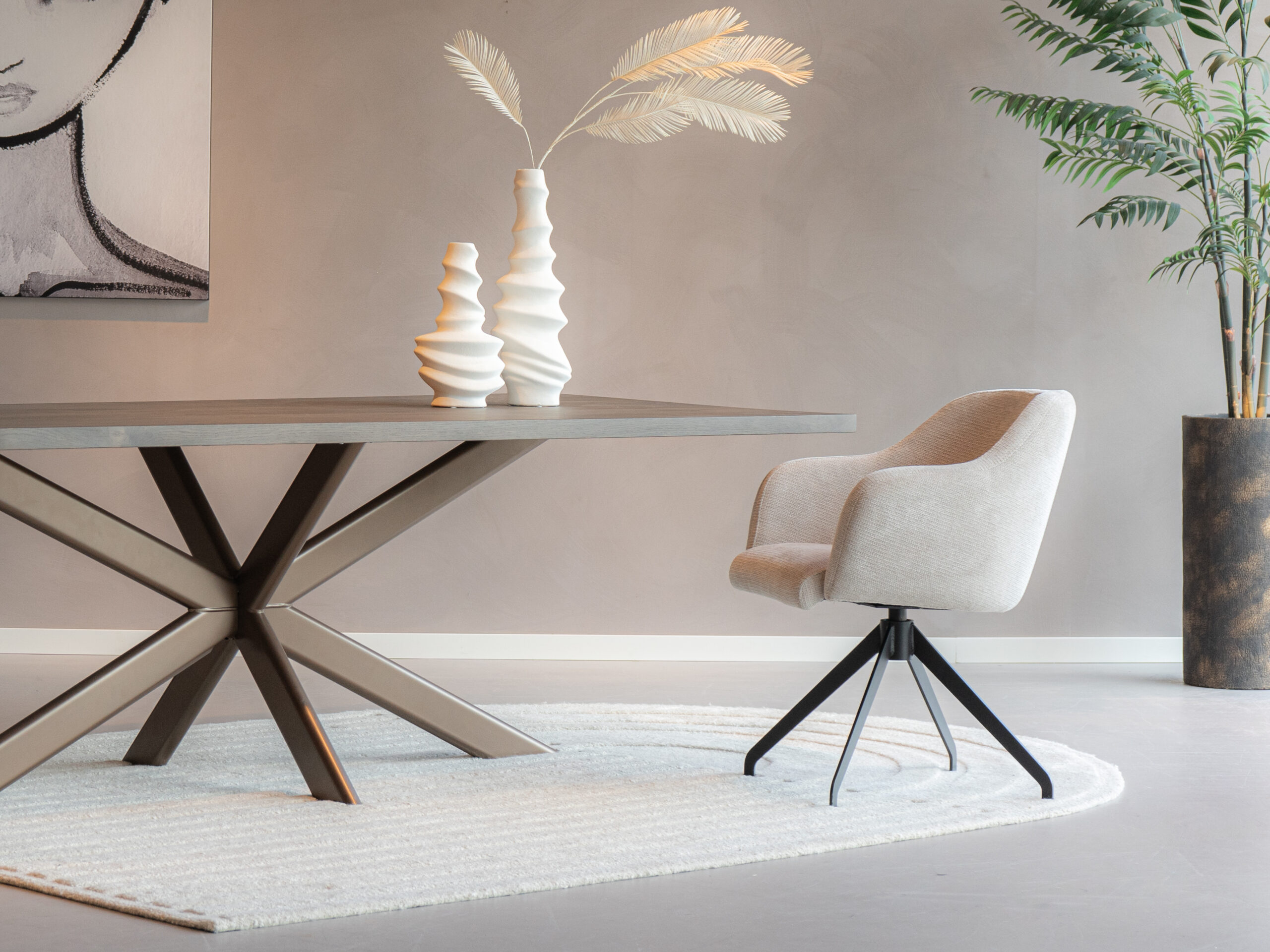 kuipstoel zwarte draaibare spinpoot