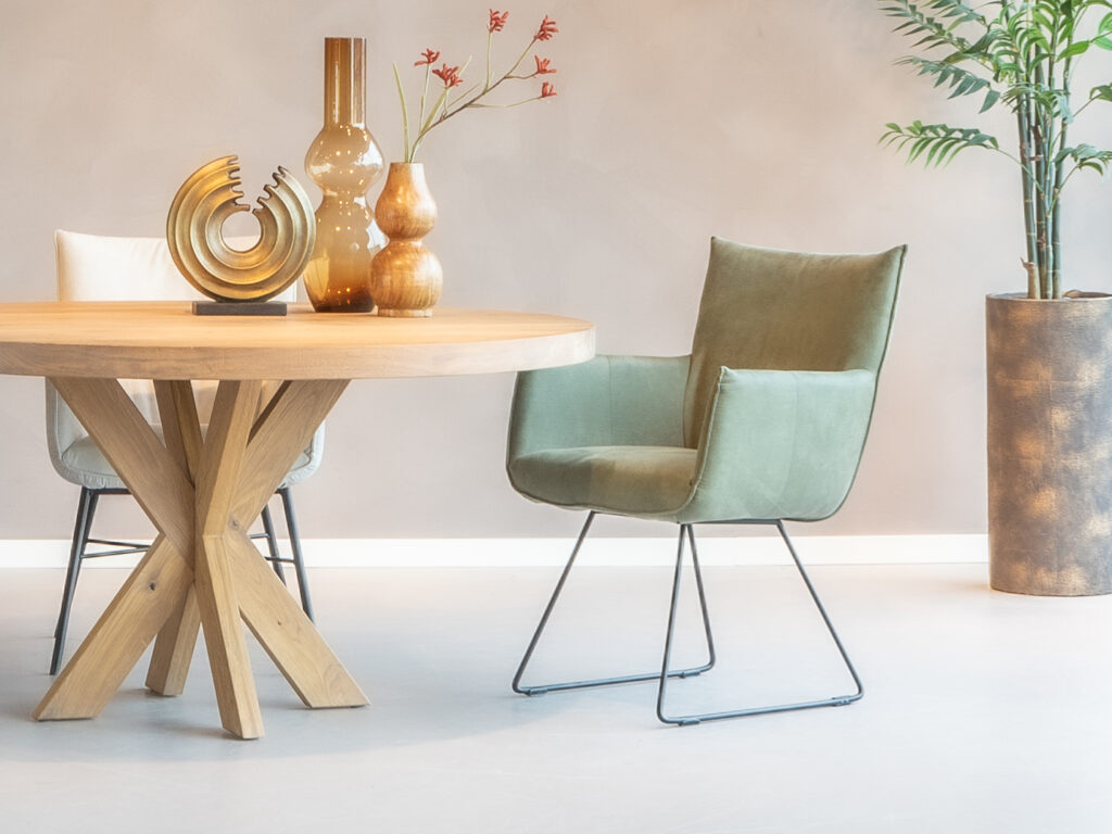 eettafelstoel groene stof