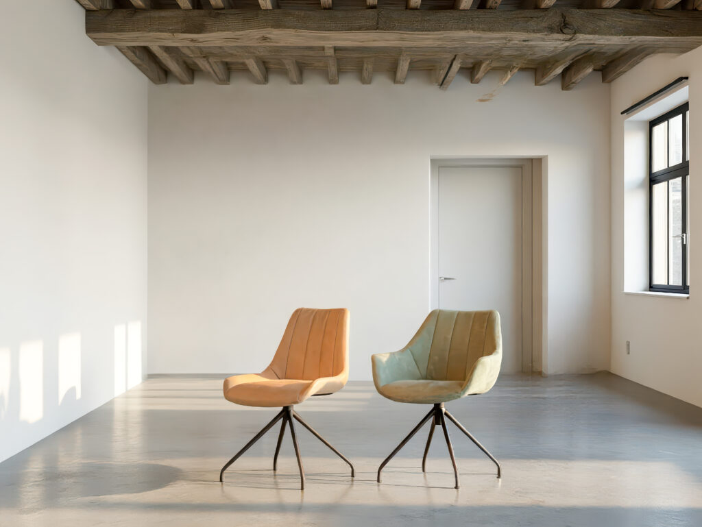 2 kuipstoeltjes met en zonder armleuning