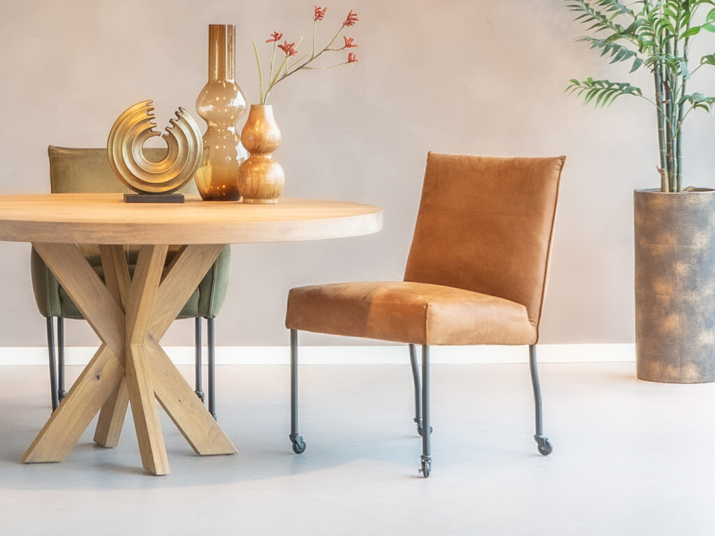 cognac leren eetkamerstoelen