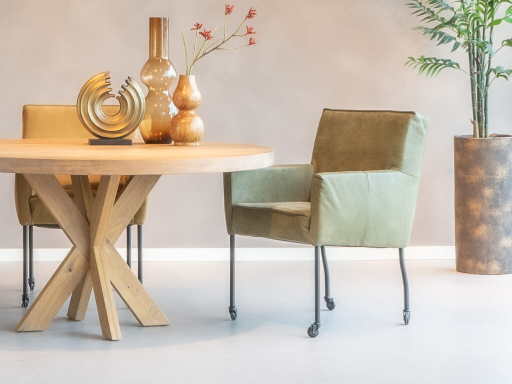 eetkamerstoel leer groen