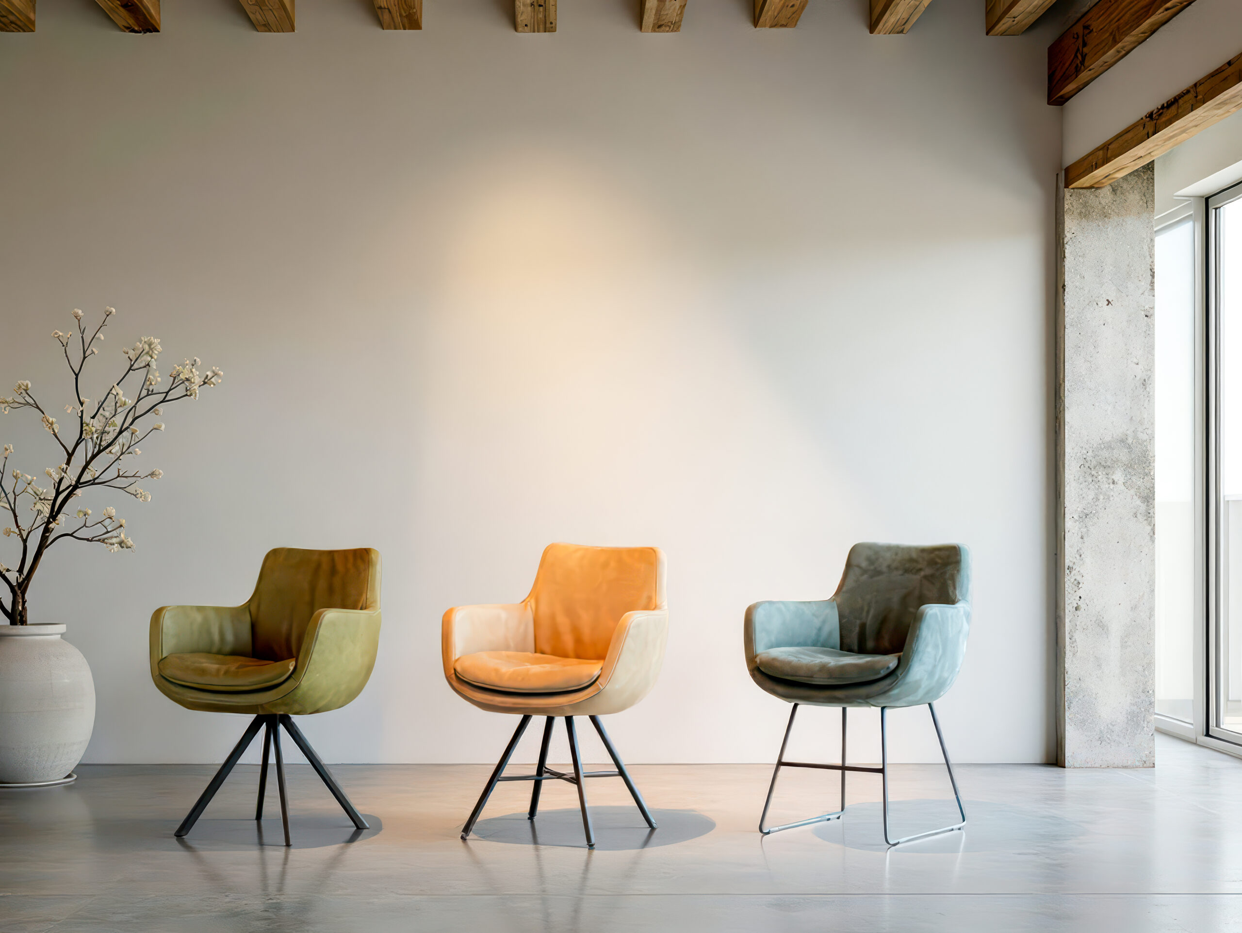 Eetkamerstoel Giorgia & Giulia & Gianna -  kenia leer olive - antigo leer cognac - bull eco leder niagara