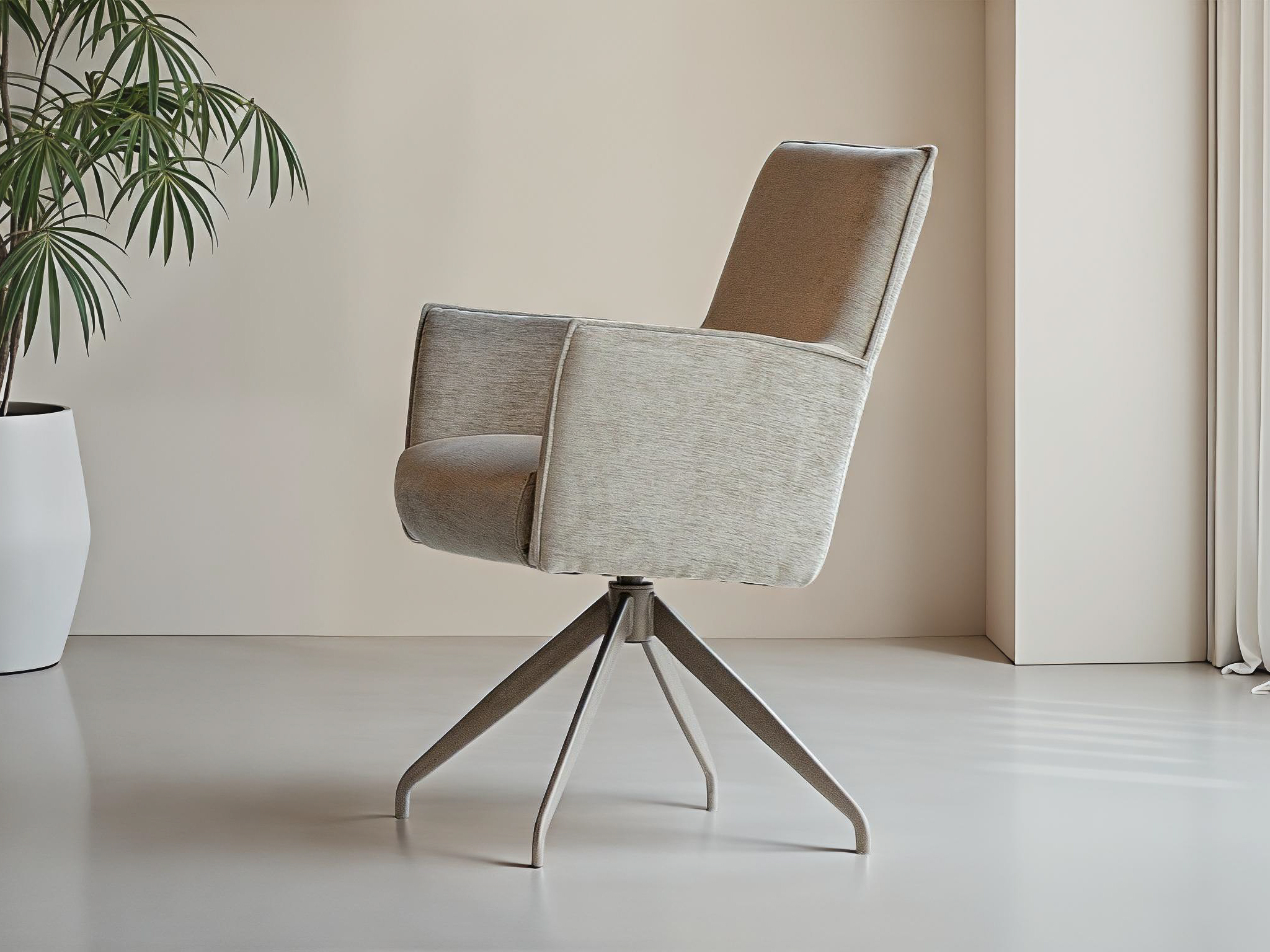 Elegante liver kleurige eetkamerstoel met kuipzitting