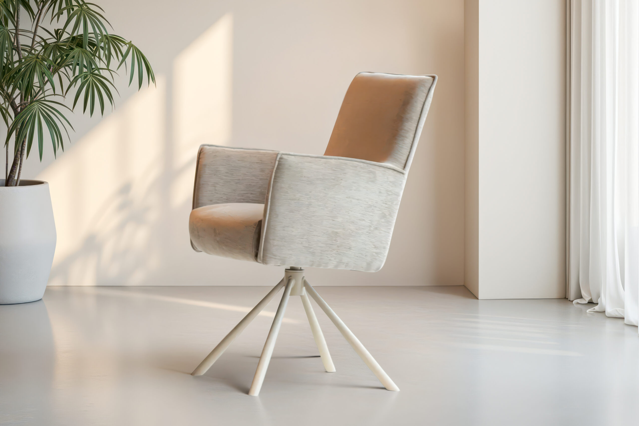 Eetkamerstoel met zachte bekleding, soepele draaifunctie en hoge rugleuning