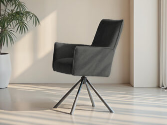 Klassieke onyx zwarte eetkamerstoel met comfortabele zitting