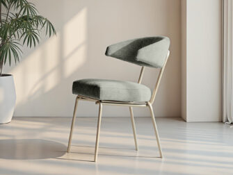 Grijze eetkamerstoel met moderne lijnen