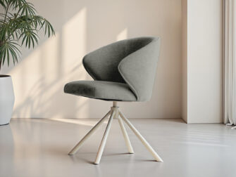 Eetkamerstoel Kayali - mito ashgrey - onderstel c - metaalkleur magnum Eetkamerstoel in donkergrijs fluweel met licht onderstel