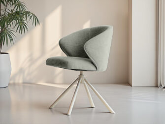 Eetkamerstoel Kayali - mito dolphin - onderstel c - metaalkleur magnum Draaibare eetkamerstoel met karakteristieke rug- en armvorm