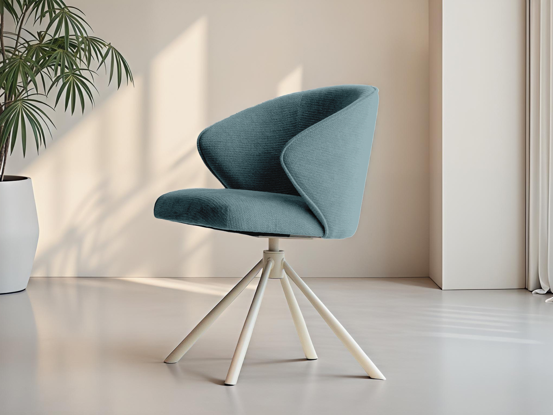 Luxe kuipstoel met armleuningen op een elegante pootconstructie