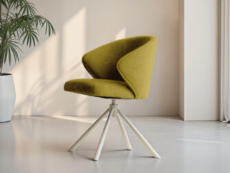 Eetkamerstoel Kayali - mito mustard - onderstel c - metaalkleur magnum Draaibare stoel met elegante uitstraling en stevige zit