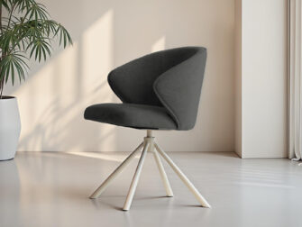 Eetkamerstoel Kayali - mito onyx - onderstel c - metaalkleur magnum Eetkamerstoel in zwart grijs met luchtige uitstraling