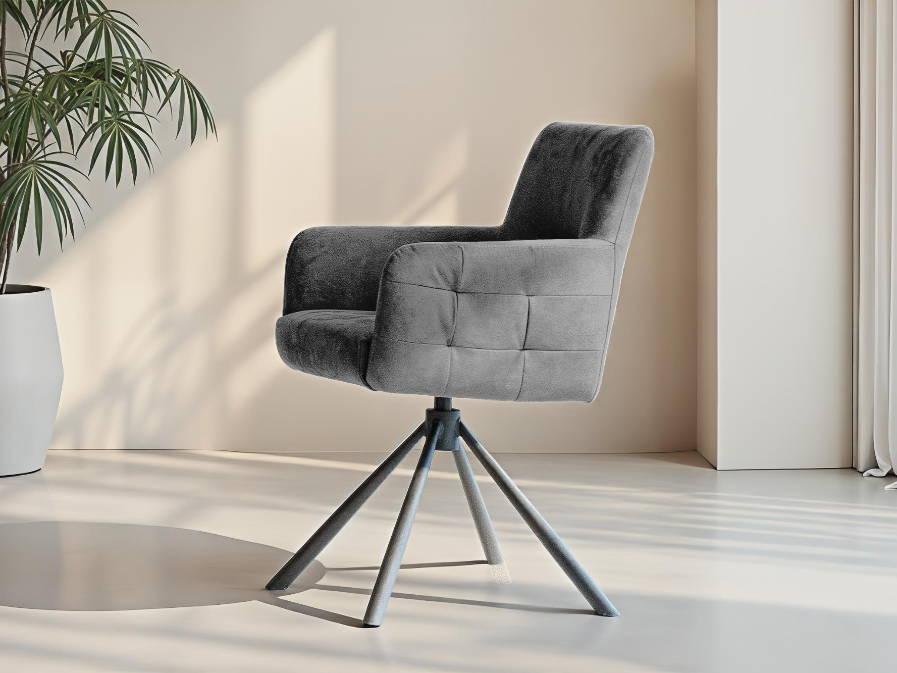 Antracietkleurige eetkamerstoel met luxe design