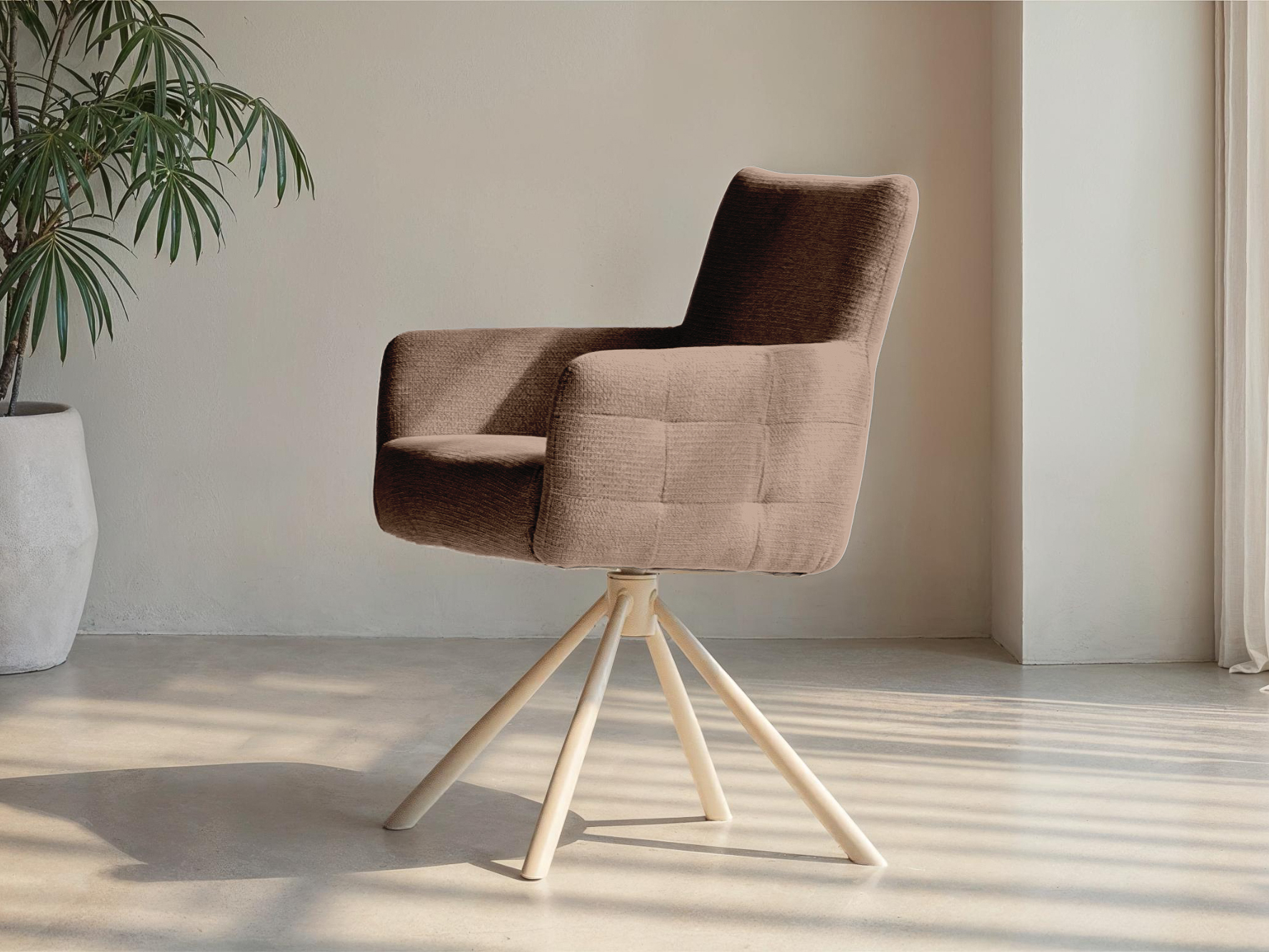 Comfortabele stoel met zachte zitting en slanke poten