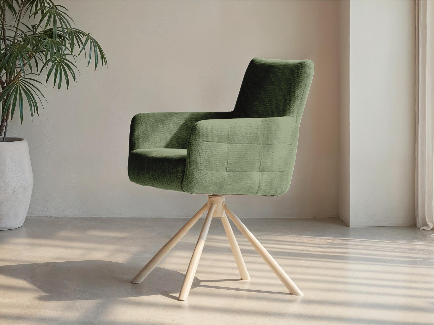 Luxe stoel met gecapitonneerde armleuning