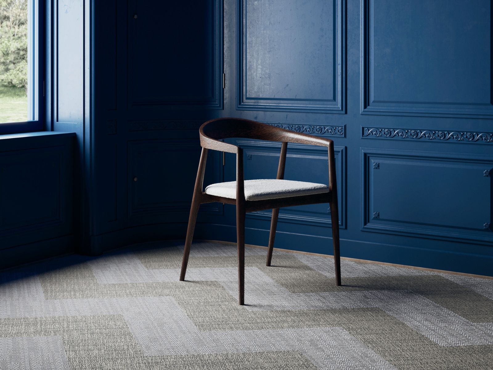 Ronde open arm en rugleuning eetkamerstoel met zachte zitting