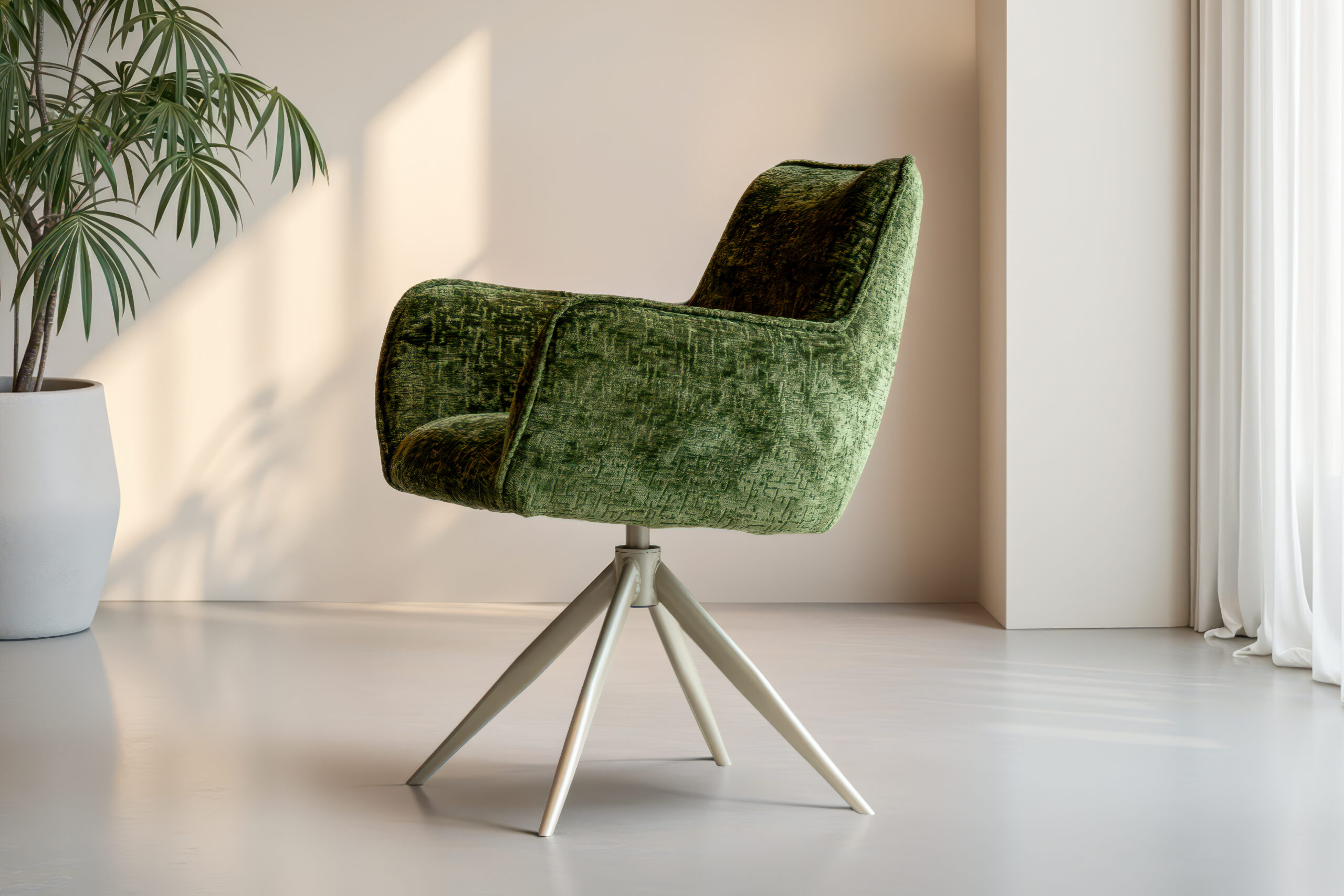 Chique draaibare eetkamerstoel met hoge rug