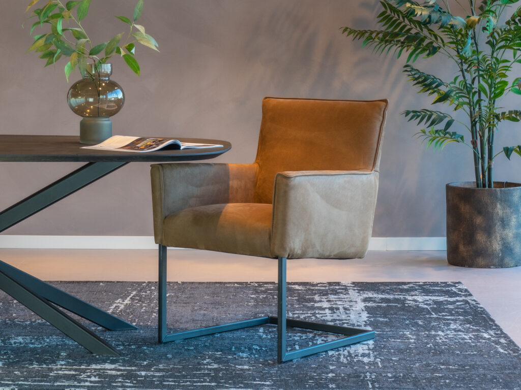 brede eetkamerstoel met sledepoot