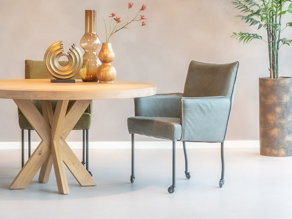 keukenstoel grijs leer