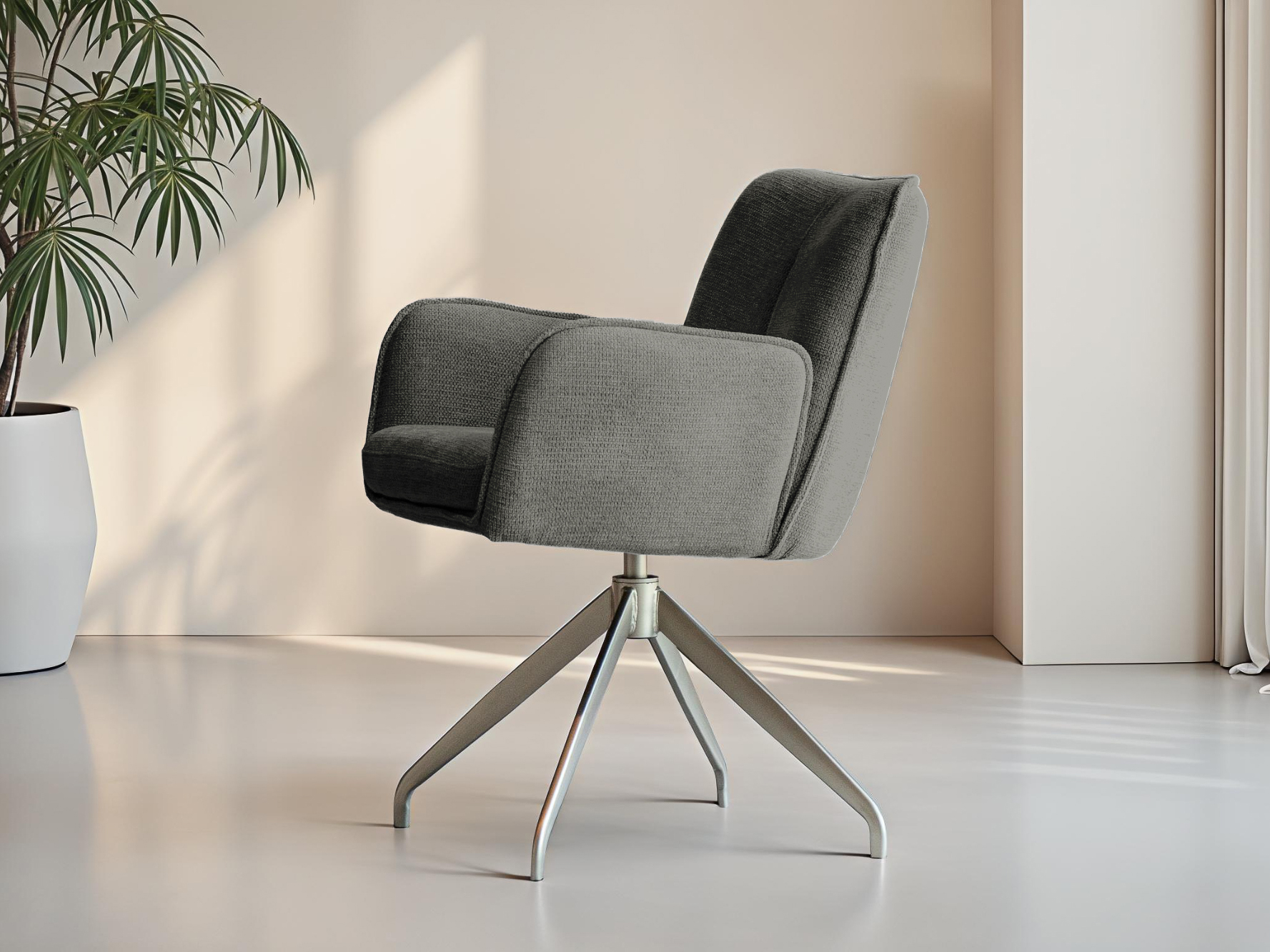 Eetkamerstoel in lichtgrijs met luchtige uitstraling