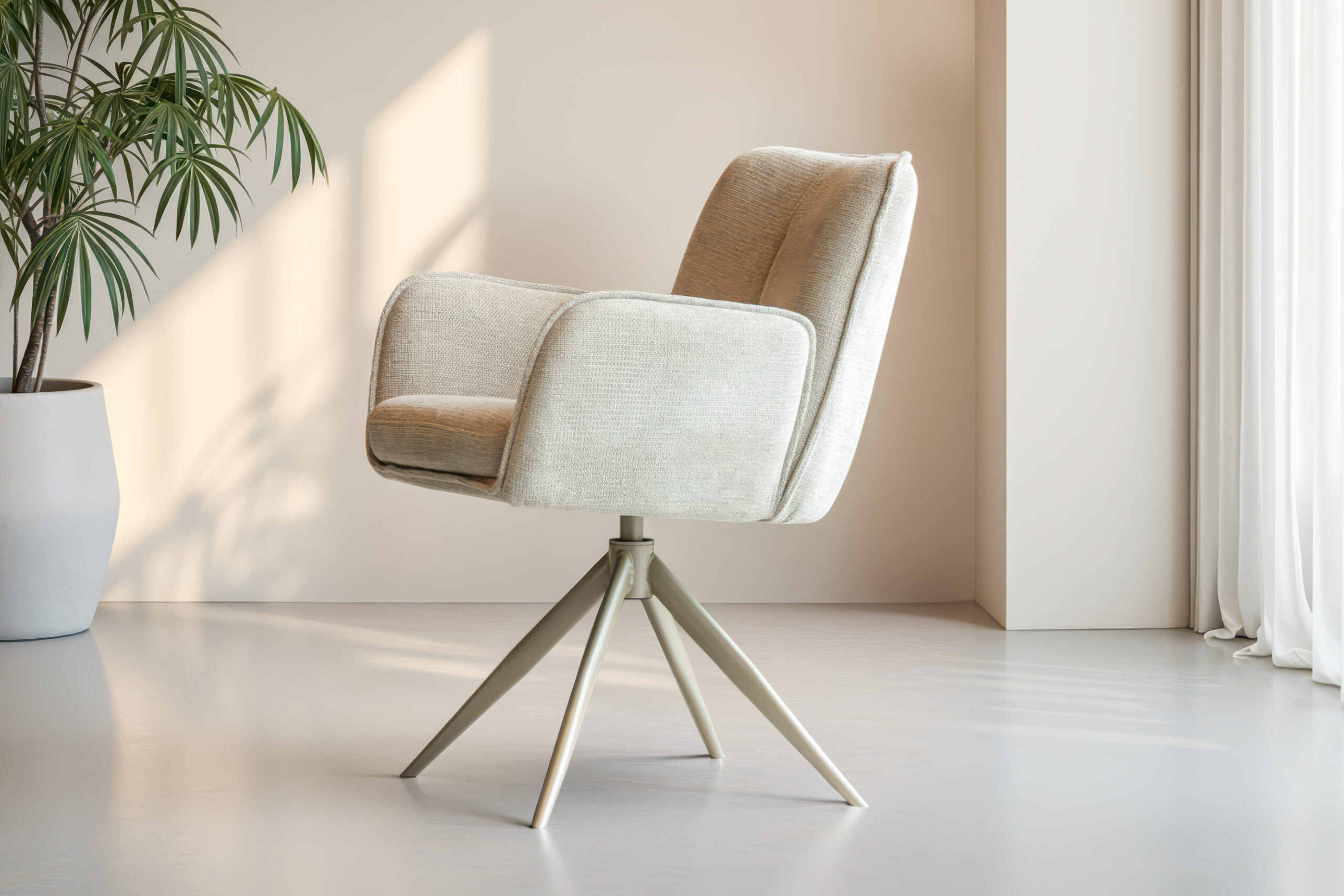 Zacht gevormde draaistoel met moderne uitstraling