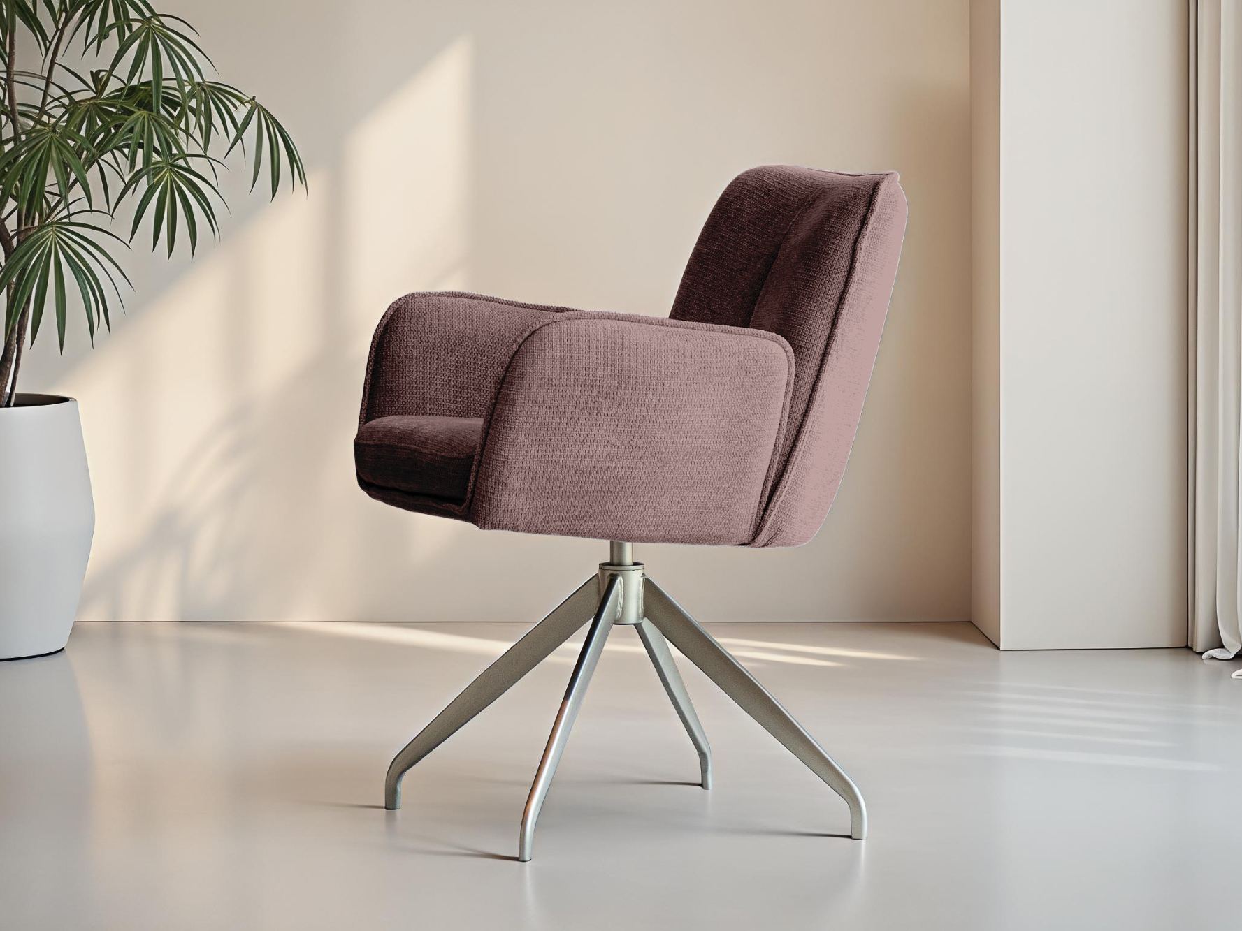 Zacht paarse designstoel met comfortabele zitting