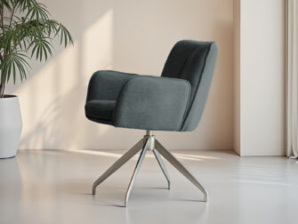 Eetkamerstoel met draaibare poot in zachte antraciet stof
