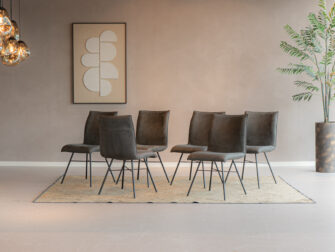 6 kuipstoelen zonder arm antraciet bull eco leder