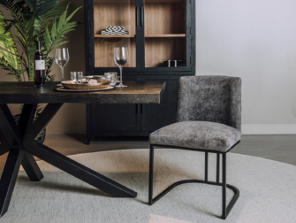 grijze eetkamerstoel zonder armleuning