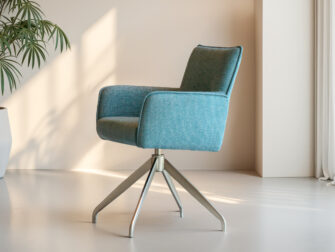 Compacte petrol draaibare stoel voor eet- en vergadertafels