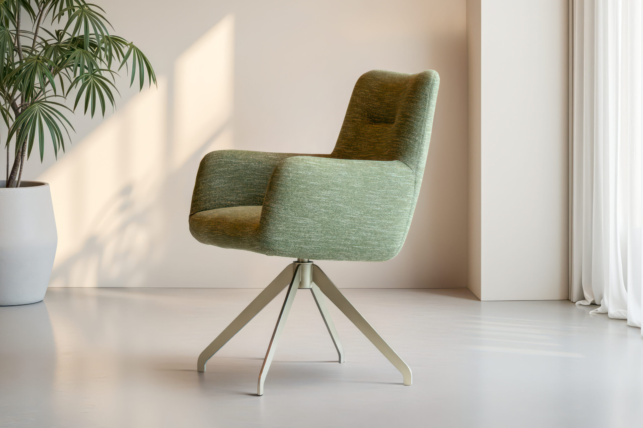 Eetkamerstoel met draaifunctie en metalen onderstel