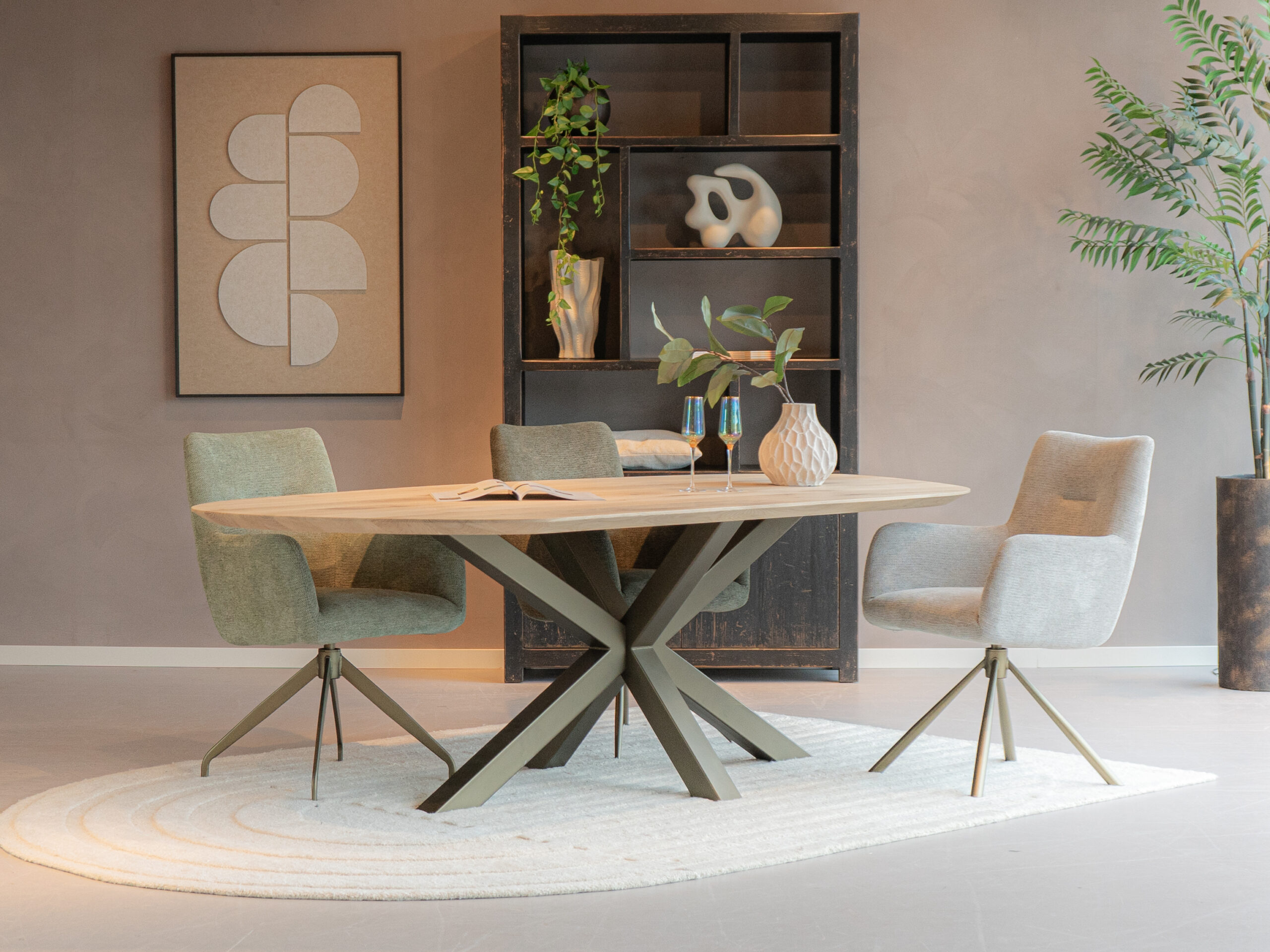 eetkamer stoelen oud messing frame