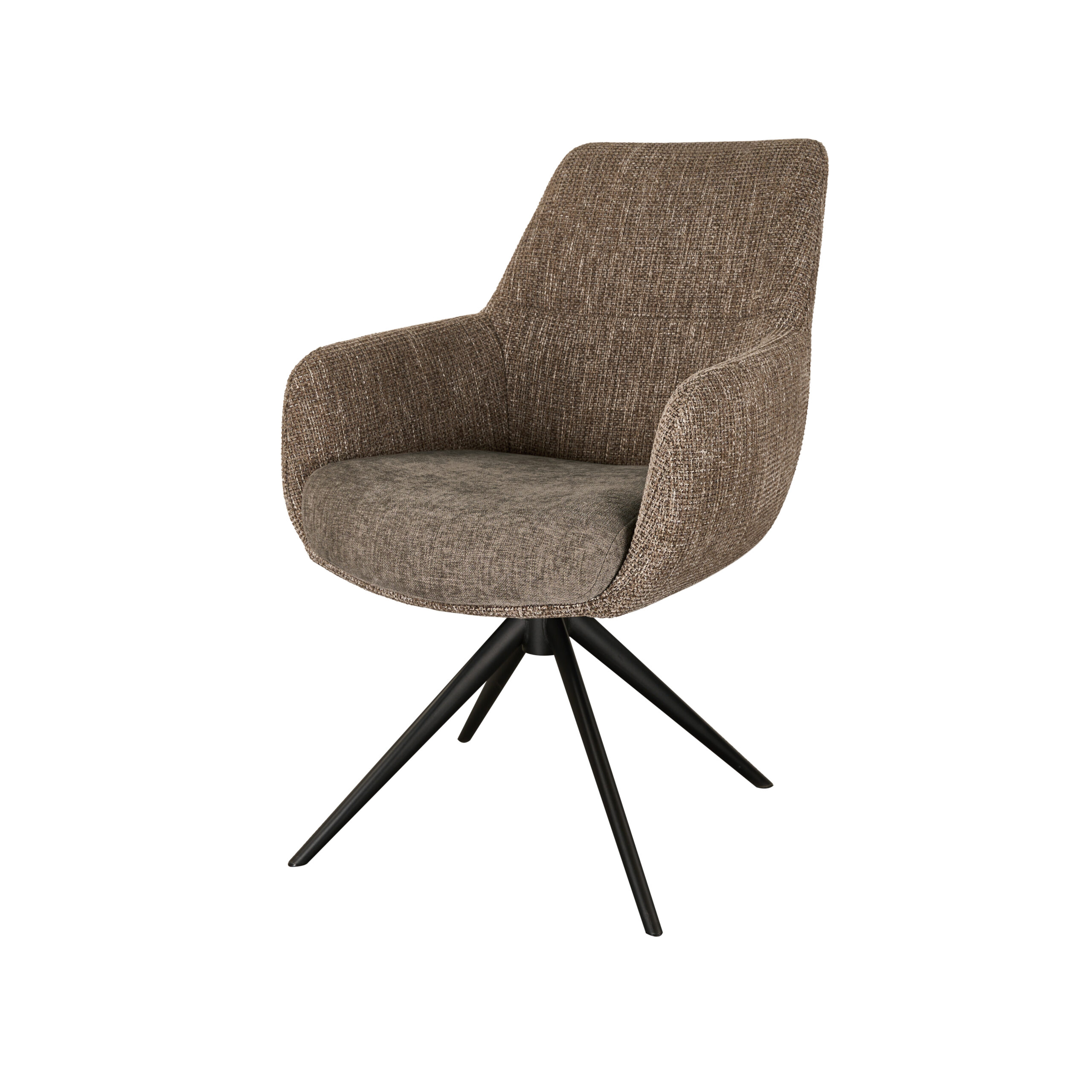 Eetkamerstoel Sky - liver - dubbele stoffering - metaalkleur zwart