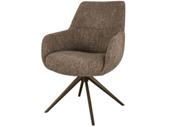 Eetkamerstoel Sky - liver - enkele stoffering - metaalkleur anodic brown