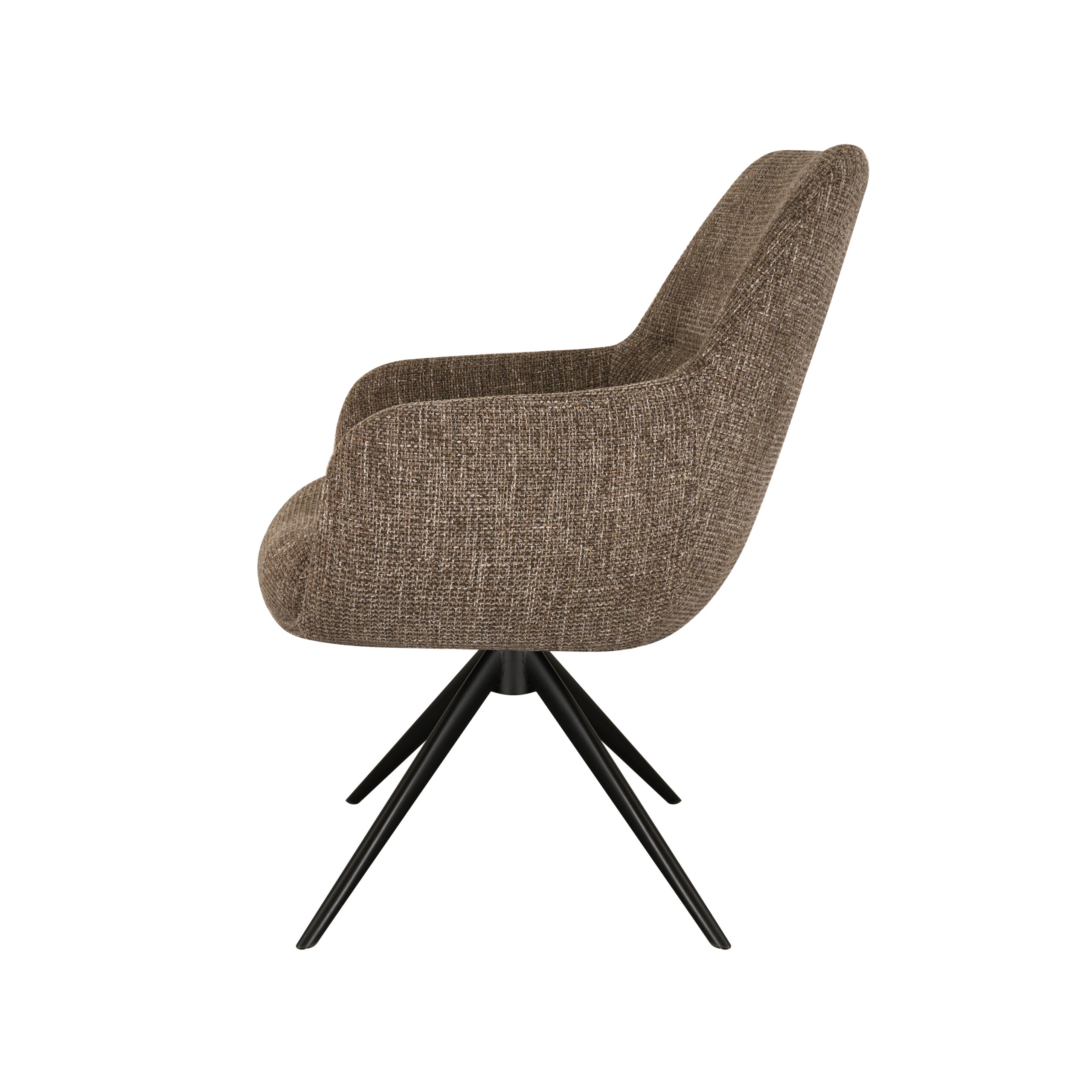 Eetkamerstoel Sky - liver - enkele stoffering - metaalkleur zwart