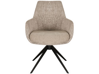 Eetkamerstoel Sky - naturel - dubbele stoffering - metaalkleur zwart