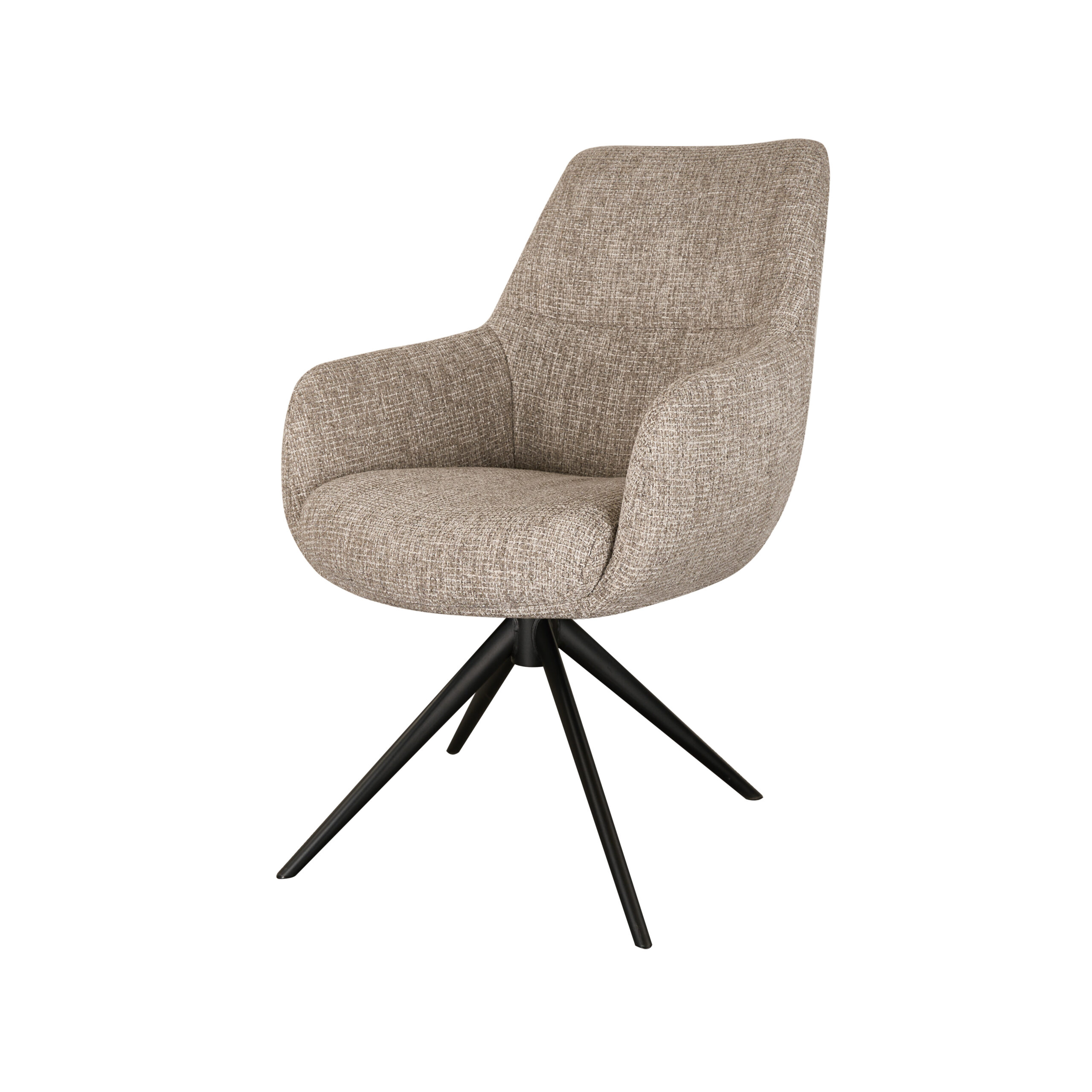 Eetkamerstoel Sky - naturel - enkele stoffering - metaalkleur zwart