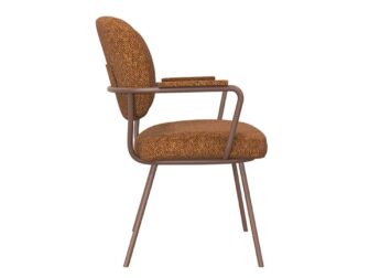 Eetkamerstoel Solis - coral - met arm - metaalkleur terra