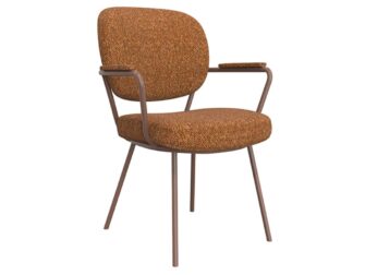 Eetkamerstoel Solis - coral - met arm - metaalkleur terra