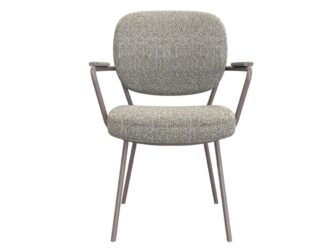 Eetkamerstoel Solis - mushroom - met arm - metaalkleur brons